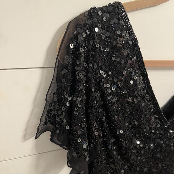 Vintage Adrianna Papell Sequin Top Black Size L - Picture 5 of 15
